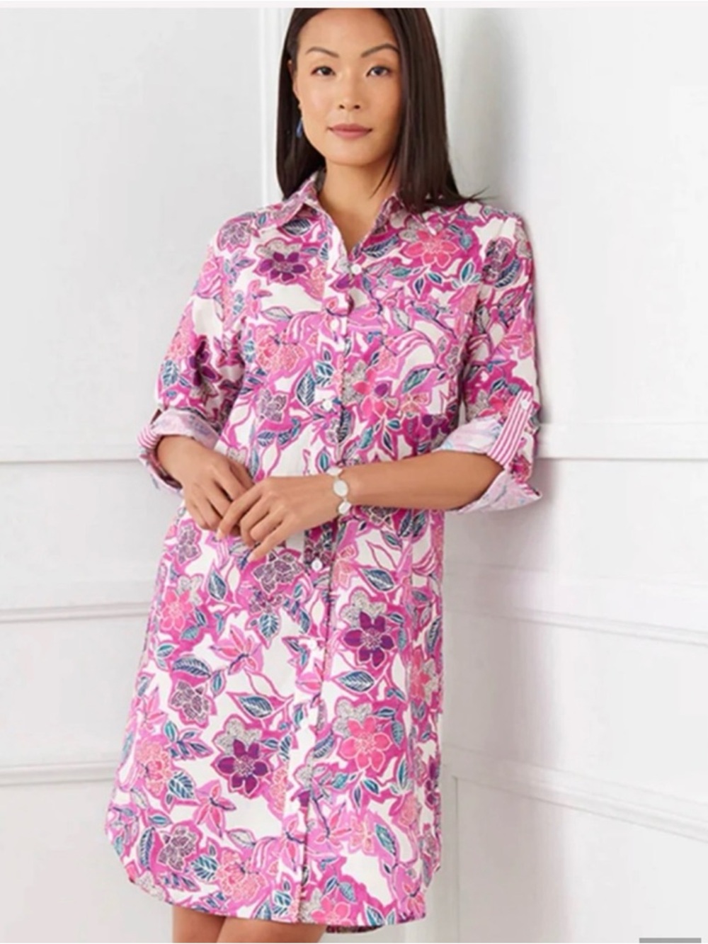 Karen Kane Women’s Pink Floral shirt dress Medium